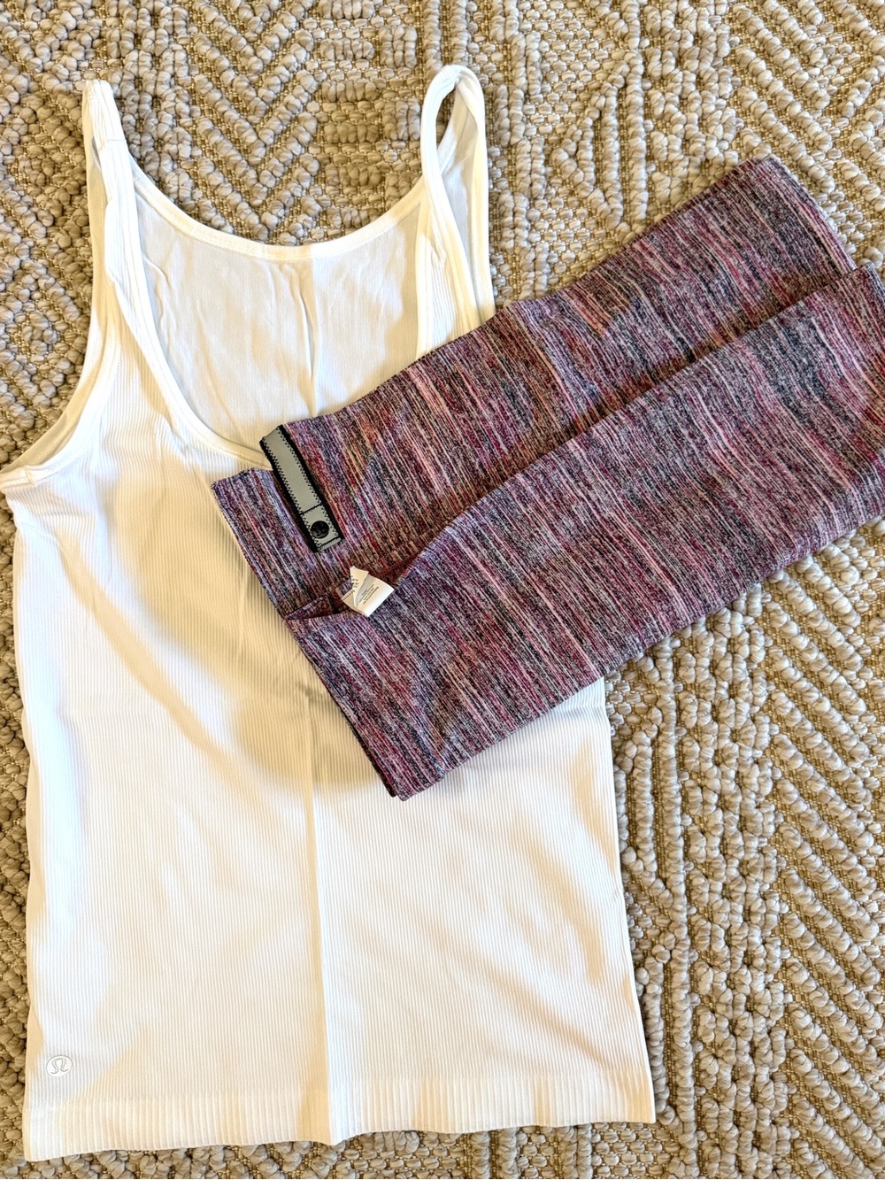 lululemon athletica White Ribbed Tank Top & Vinyasa scarf
